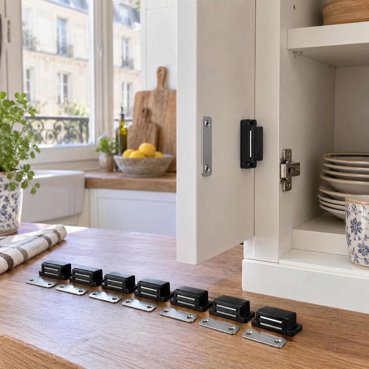 Lot de 8 loqueteaux magnétiques pour meuble