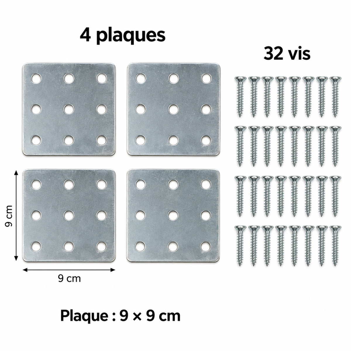 Lot de 4 plaques de réparation pour charnières