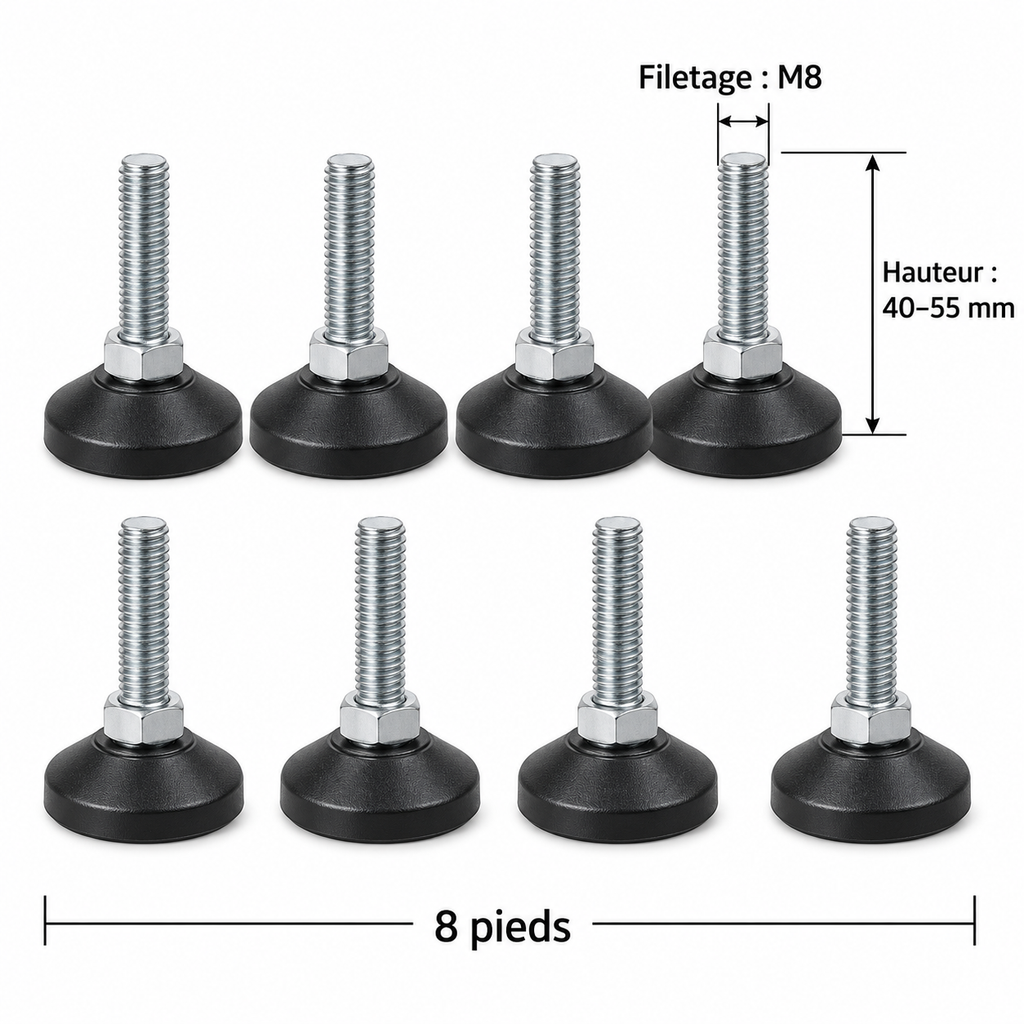 Lot de 8 pieds de nivellement M8