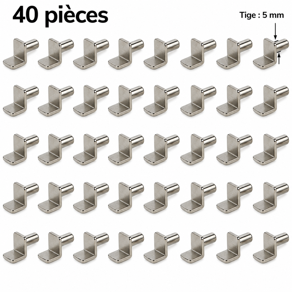Boîte de 40 taquets d’étagère 5 mm