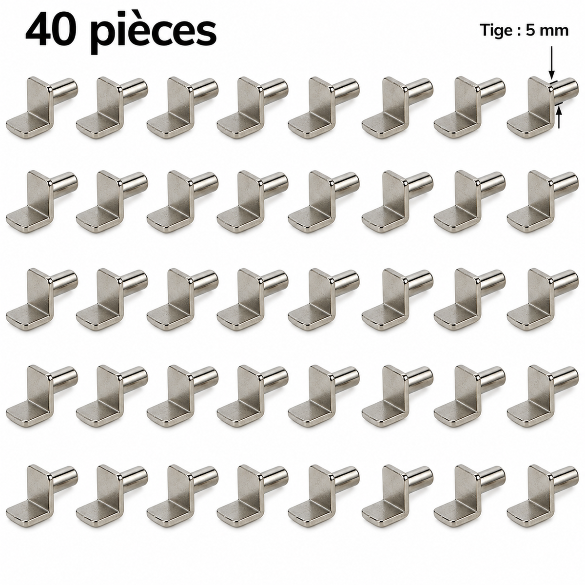Boîte de 40 taquets d’étagère 5 mm